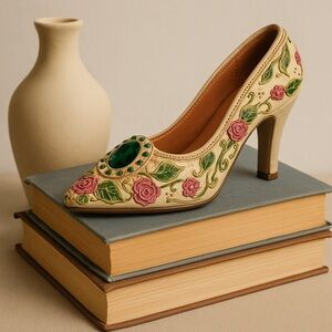 Vintage 1999 Sarna “Dress It Up” Miniature Floral Gem High Heel – Collectible